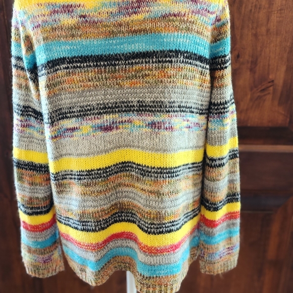 Hippie Bright Knitted Striped Cardigan Long Sleeve Sweater - Picture 10 of 12
